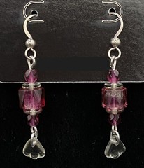 Handmade Pink & Clear Stone Pink Crystal & Glass Bead Earrings by Neanie-Bot