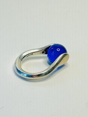 Got All Your Marbles RING PEEWEE LOTUS Blue Sz 8 Sterling Silver NOS