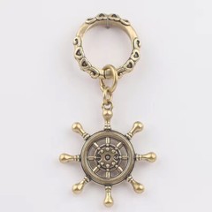 Brass Anchor Rudder Pendant Creative Navigation Gift Keychain Necklace Pendant