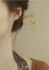 New Chinese Style Filigree Cloisonné Butterfly Cloud Tassel Enamel Hairpin