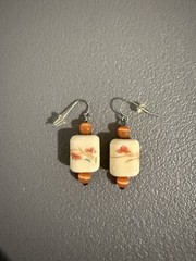 Handmade Peach Flower Earrings New