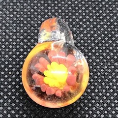 HAND BLOWN GLASS PENDANT – Pretty Flower Design – 1x.5in – One Of One Art