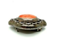 Vintage 950 Silver Apricot Agate VIVAC Peruvian Artisan abstract Brooch