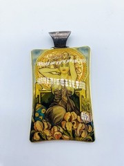 Russian Handpainted 925 Silver Trimmed Pendant Signed By Artist AB1