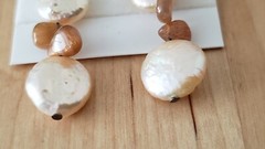 Genuine PEARL& STONE Earrings, 1.75″ long, 925 Sterling SILVER, Hand Made in USA
