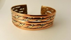 COPPER BRASS STERLING TWIST CUFF BRACELET WIDE MIXED METALS ARTISAN