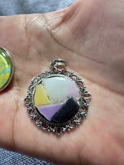 Necklaces Pendants Lot Of 4 Assorted Glass Resin Mixed Media Handmade 1646 W