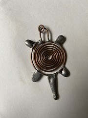 Turtle Pendant Handmade Copper And Tin 2.25 inches