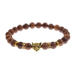 Leopard White Turquoises Stone Charm Bracelets Men Wood Beads Bracelet Handmade