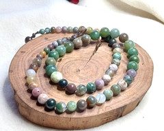India Agates Handmade Necklace 22 inch Long 10, 8 and 6 mm Beads.