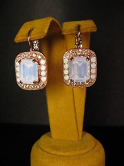 MARIANA JEWELRY EARRINGS SWAROVSKI CRYSTALS EMERALD CUT WHITE PINK OPAL Gift