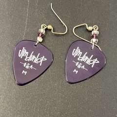 Jim Dunlop USA M Purple Guitar Pick Earrings Rock & Roll Music Pierced Dangle