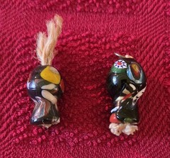 2 Vintage Murano Glass Millefiori Doll Pendants – AS IS (1 Chipped on bottom)