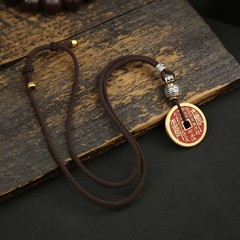Brass mountain ghost Spending money Bagua necklace pendant coin Vintage artware