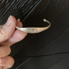 Handcrafted Engraved Moon Inspirational Silver Metal Asymmetrical Cuff Bracelet