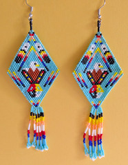 Handmade Native Style Eagle Beaded Fringed Dangle Earrings Miyuki Delica New