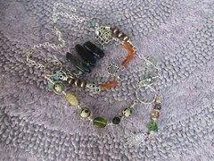 Handmade  layered 24 inch  adjustable necklace 27 1/2 total gemstones