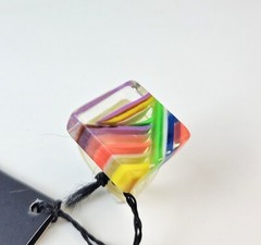 Sobral Rare Retroz Nimbus Clear & Art Deco Stripes Artist Made Ring Size 9.75