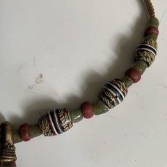 Handmade Tribal Horn Pendant Necklace Beaded Boho Gift