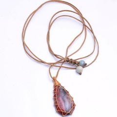 5 Pcs Natural Mix Gemstones Handmade Bohemian Macrame Necklaces Wholesale Lot