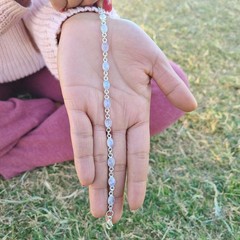Genuine Moonstone Bracelet 925 Sterling Silver | Boho Moonstone Jewelry Gift USA