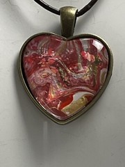 Acrylic Pour Heart Pendant On￼ A Leather Cord