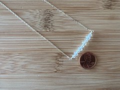 New! White Topaz & Sterling Silver Bar Necklace Handmade 16 1/2-17 3/4 in. -N250