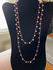 Handmade Glass & Gemstones pink Crochet Beaded Necklace