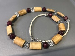 Handmade Necklace of Brown and Purple Magnesite Gemstone Beads with Czech Glass