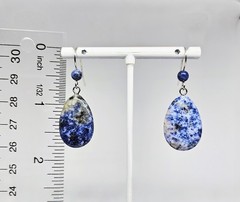 Handmade Blue Sodalite Teardrop Gemstone Silver Boho Dangle Earrings