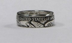 Coin ring «Handmade» from WALKING LIBERTY Silver Half Dollar in sizes 9-14