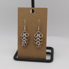 Handmade Chainmaille Earrings – European 4in1 – Tortoise Rainbow – French Hook