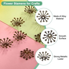 50-Pack 13mm x 3.5mm ( W x H ) Bead End Caps Flower Stamen [Blue Patina]