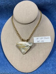 Gold, White, & Gray Agate Pendant 46 X 35 X 9 mm, 18″ Gold Plate Chain BP-106