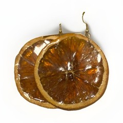 Radiant Orange Handcrafted Dried Orange Dangle Earrings Fruit Theme Round Hook