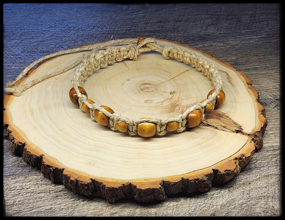 Super THICK Hemp Necklace / Choker with Wood Beads