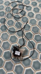 Butterfly Agate Druse Pendant Necklace Gray Black White Stone