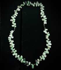 Vintage Green Stone Chip Necklace Serpentine Nugget Beads Graduated
