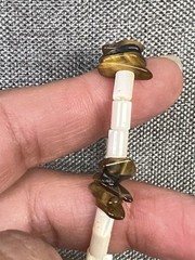 Hand Crafted Chocker Tiger Eye Chip-Mother of pearl tubes beads & barrel Clasp