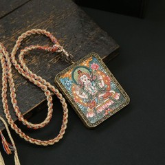 Vintage Thangka pendants, hand-woven necklaces, safeguard peace oriental art