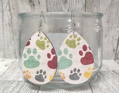 Paw Print Handmade Dangle One of a Kind Earrings