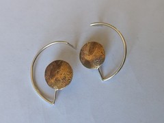 Artisan Hand Made Sterling Silver and Brass Abstract Post Earrings