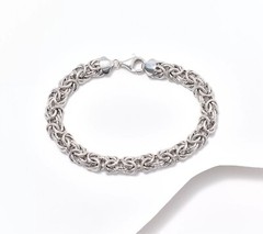 Polished & Diamond Cut Domed Byzantine Bracelet Real 14K White Gold QVC