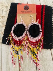 Handcrafted Beaded Cowboy Hat Dangle Earrings