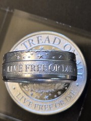 Dont Tread on Me Coin Ring .999 Silver Live Free Or Die You Pick Size 8-13