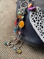 Purse DANGLE AND KEYRING SET MADE FROM UPCYCLED JEWLERY