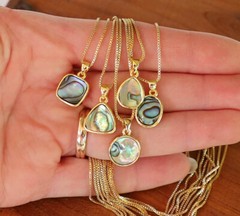PENDANT Necklace Gold Plated Bezeled Gemstone Adjustable Chain Hexagon Oval
