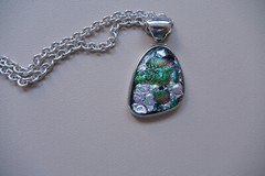 Starborn Sterling Silver Dichroic Glass Necklace Chunky ExEx Rolo Chunky Chain