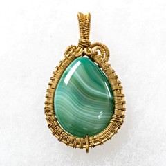 Wire-Wrapped 14/20 Gold-Filled Malachite Pendant