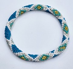 Set of 2 Handmade Glass Seed Bead Beaded Multi-Color Stackable Crochet Bracelets